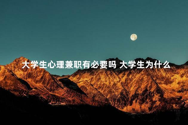 大学生心理兼职有必要吗 大学生为什么要兼职